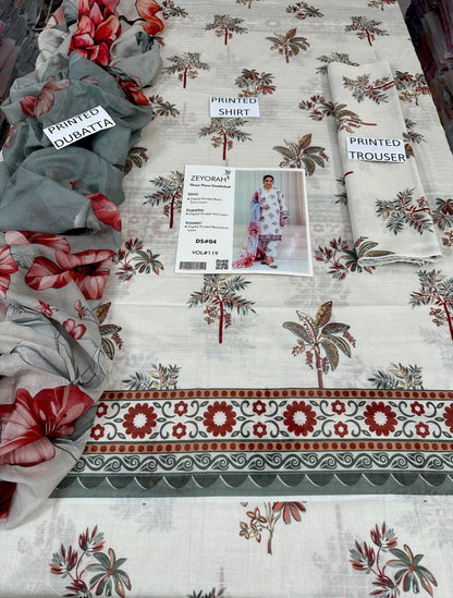 VOL 119 | DS 04 | DIGITAL PRINTED BANADORA LAWN 3PC VOIL LAWN DUPATTA
