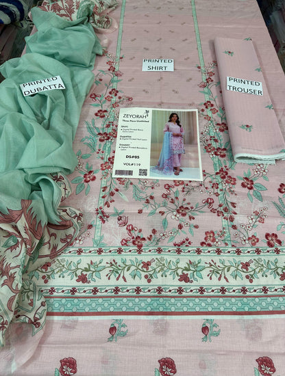 VOL 119 | DS 05 | DIGITAL PRINTED BANADORA LAWN 3PC VOIL LAWN DUPATTA