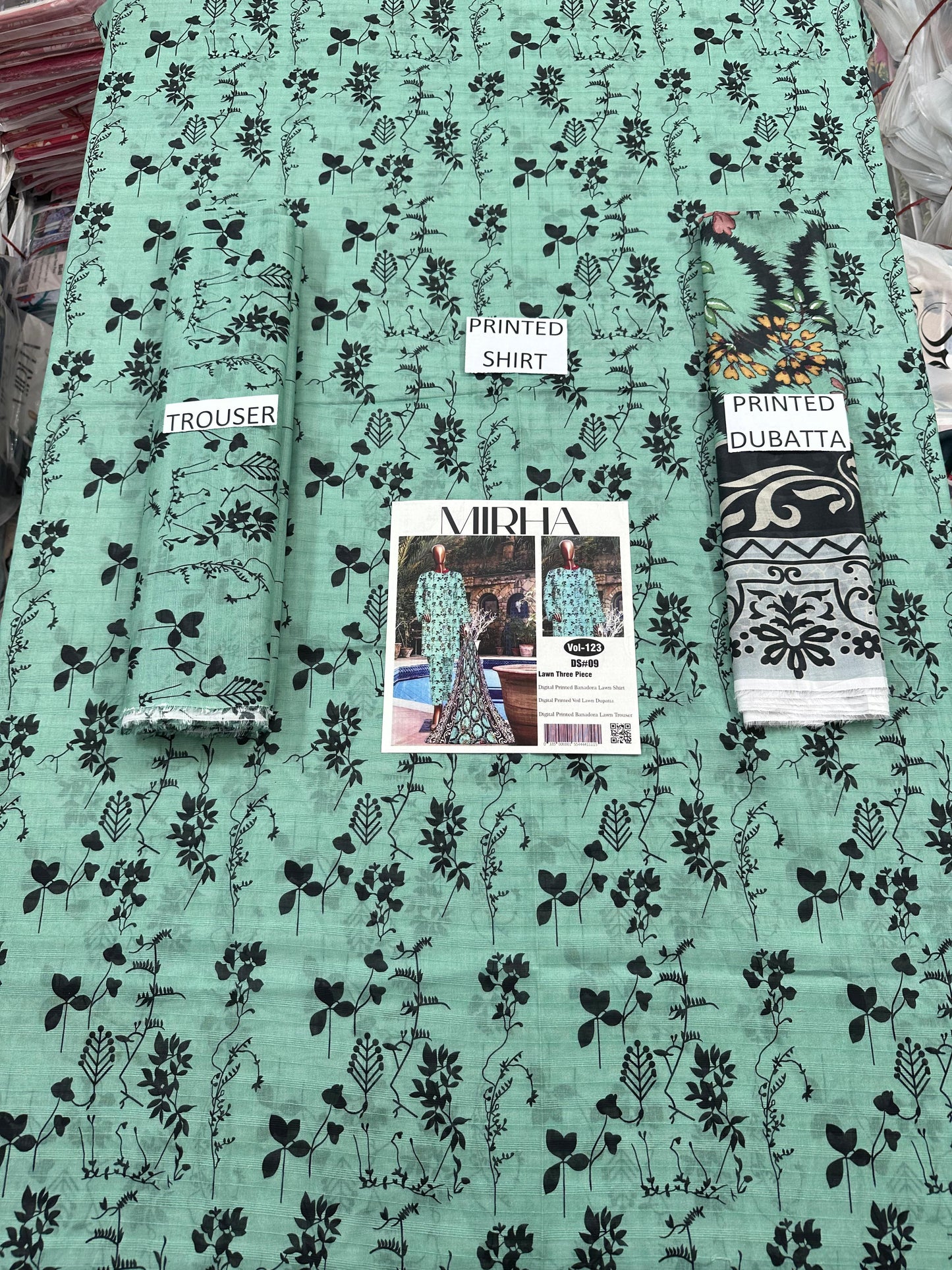 VOL 123 | DS 09 | DIGITAL PRINTED BANADORA LAWN 3PC VOIL LAWN DUPATTA