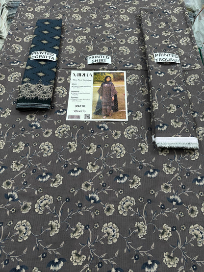 VOL 125 | DS 18 | DIGITAL PRINTED BANADORA LAWN 3PC VOIL LAWN DUPATTA