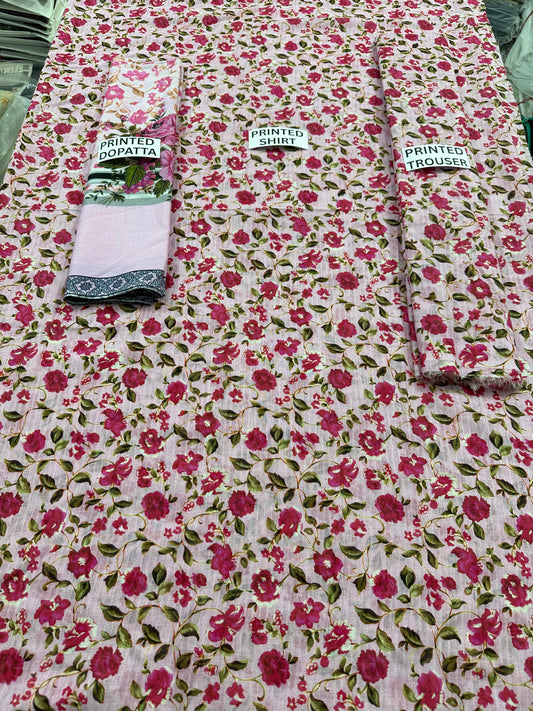 VOL 127 | DS 04 | DIGITAL PRINTED BANADORA LAWN 3PC VOIL LAWN DUPATTA