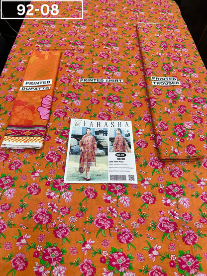 VOL 92 | DS 08 | DIGITAL PRINTED LAWN 3PC  JACQUARD VOIL DUPATTA