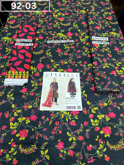 VOL 92 | DS 03 | DIGITAL PRINTED LAWN 3PC  JACQUARD VOIL DUPATTA