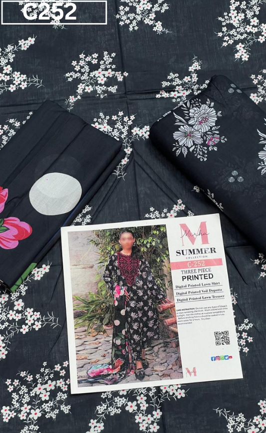 MIRHA LAWN DIGITAL PRINTED 3PC | DS C252 |