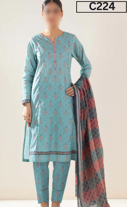 MIRHA LAWN DIGITAL PRINTED 3PC | DS C224 |