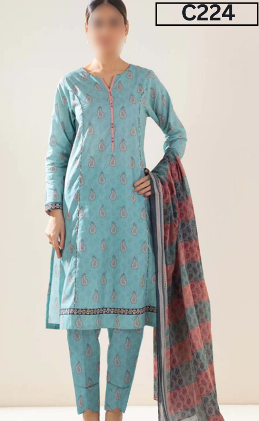 MIRHA LAWN DIGITAL PRINTED 3PC | DS C224 |
