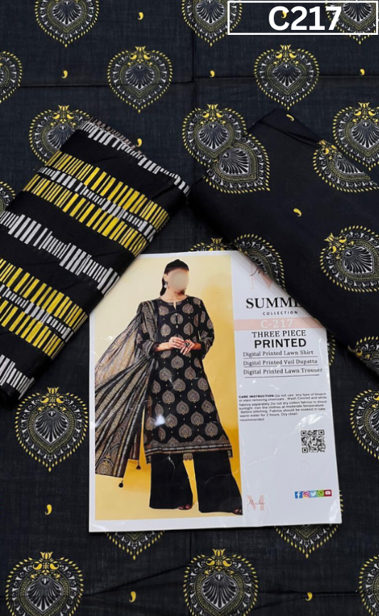 MIRHA LAWN DIGITAL PRINTED 3PC | DS C217 |