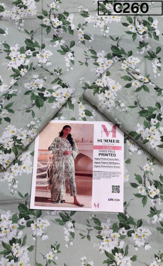 MIRHA LAWN DIGITAL PRINTED 3PC | DS C260 |