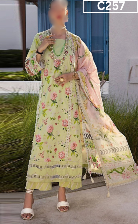 MIRHA LAWN DIGITAL PRINTED 3PC | DS C257 |