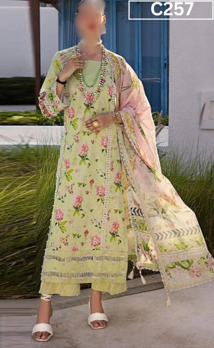 MIRHA LAWN DIGITAL PRINTED 3PC | DS C257 |
