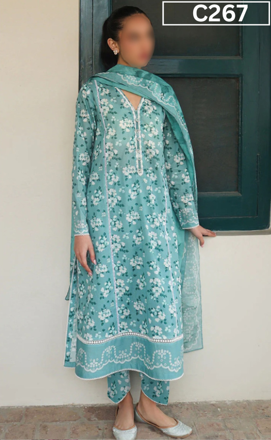 MIRHA LAWN DIGITAL PRINTED 3PC | DS C267 |
