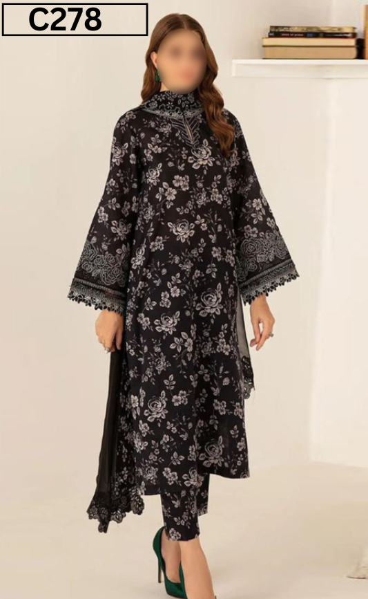MIRHA LAWN DIGITAL PRINTED 3PC | DS C278 |