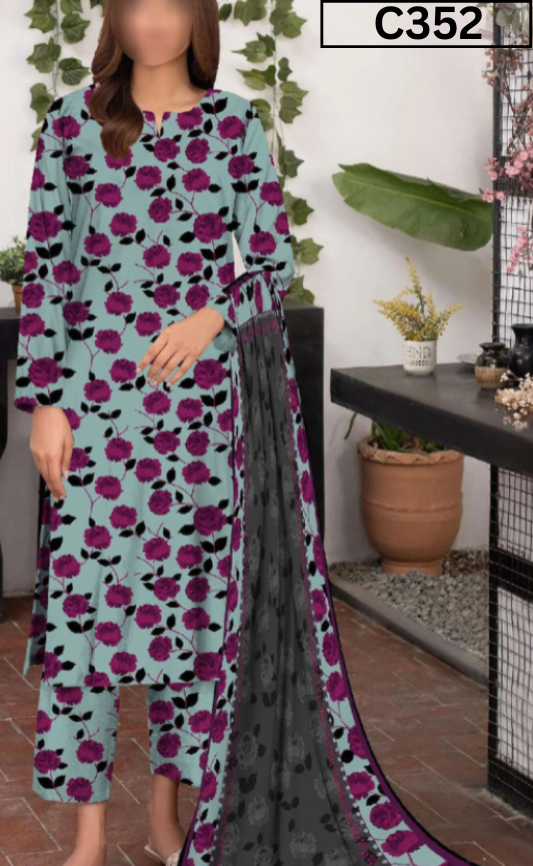 MIRHA | DS C352 | BANA DORA DIGITAL PRINTED LAWN 3PC