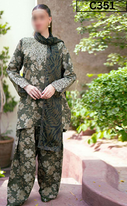MIRHA | DS C351 | BANA DORA DIGITAL PRINTED LAWN 3PC