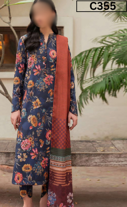 MIRHA | DS C355 | BANA DORA DIGITAL PRINTED LAWN 3PC