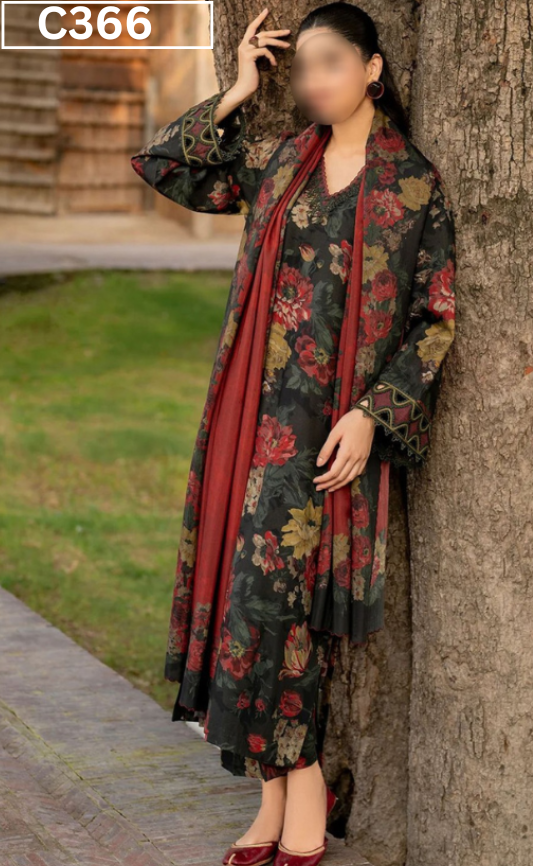 DIGITAL PRINTED LINEN 3PC | DS C366 |