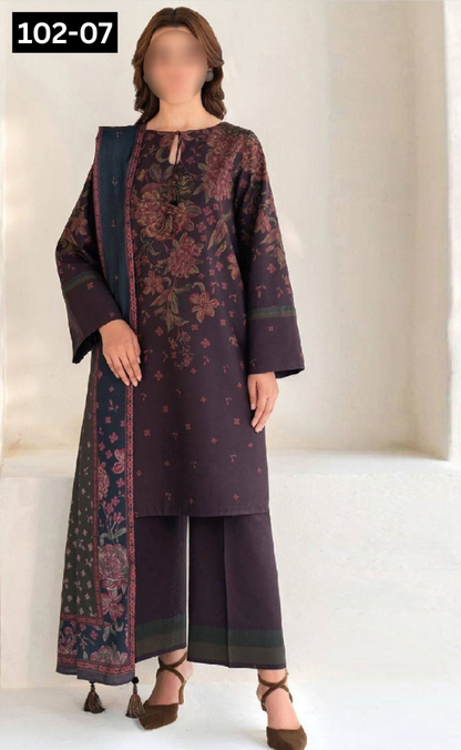 VOL 102 | DS 07 | DIGITAL PRINTED BANA DORA LAWN 3PC VOIL LAWN DUPATTA
